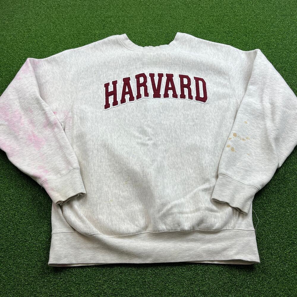Vintage 1990s Grey Pro Weave Harvard University Crewneck Sweatshirt Sz M